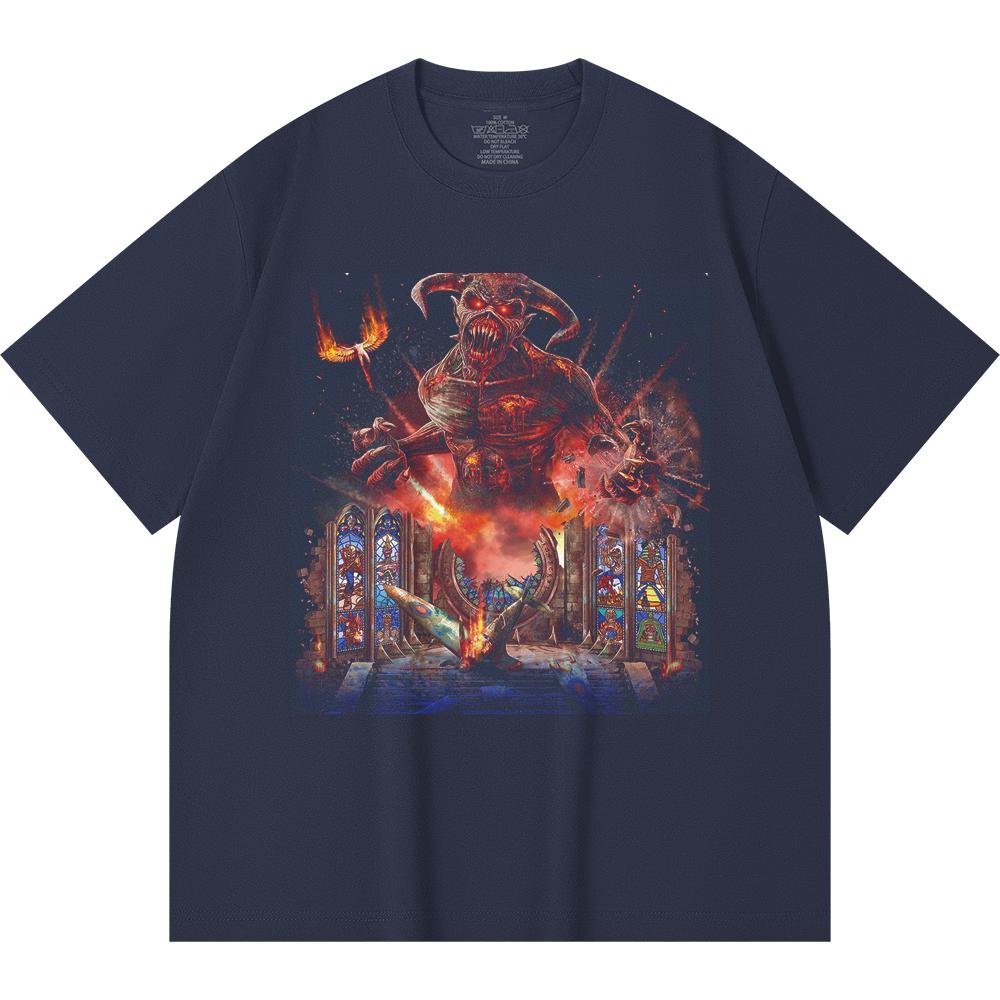 230 Gsm 100% Cotton Heavy Metal T-Shirt  Rock Band Popular Music Print Unisex Heavy Cotton T Shirt