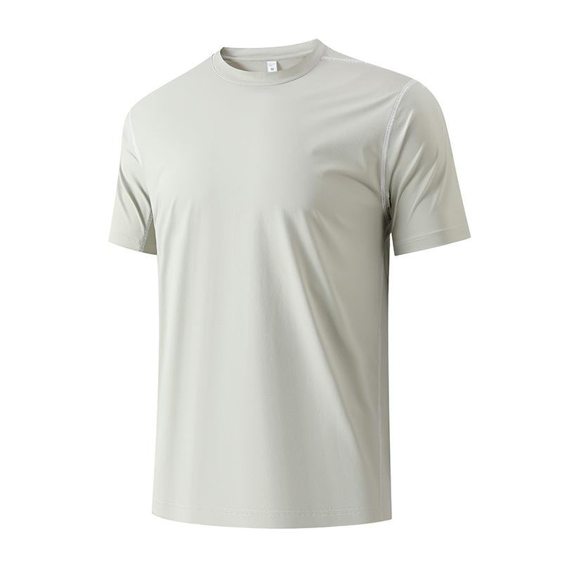 Solid Color Short Sleeved T-shirt Breathable Quick Drying Outdoor Running Sports Men's Stretch Short Sleeved T-shirt