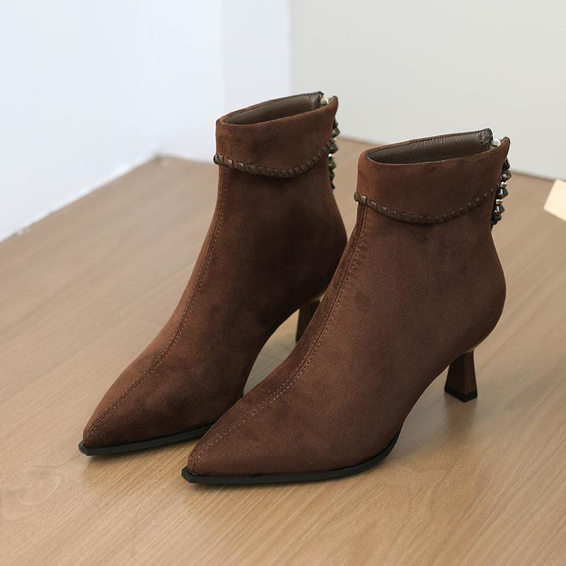 Autumn Winter Pointed Toe Slim Women Ankle Boots Sexy High Heel Stripper Party Shoes Modern Short Botas Para Mujer 35 6360₽