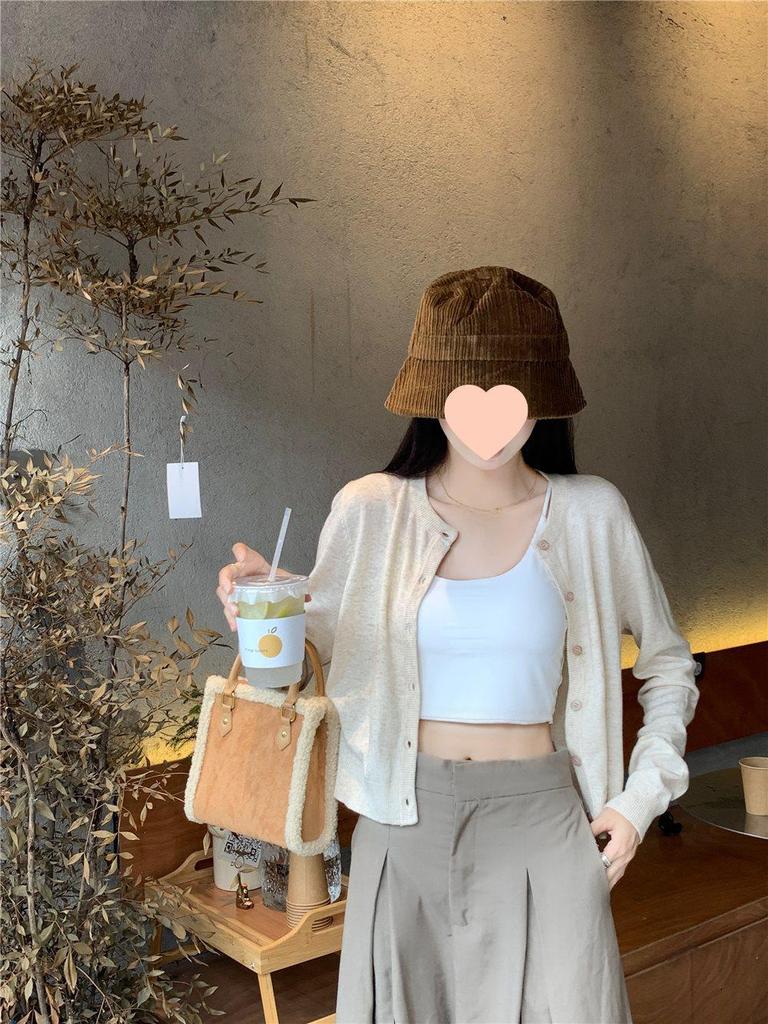 Cardigan Tricoté Style Coréen pour Femme - Pull Ajusté Petite pour Printemps & Automne