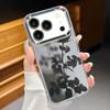 Black Rose Floral Pattern Case For iPhone 17 Pro Max Plating Lens Frame Clear Soft Cover For iPhone 16 15 14 13 Pro Max 11 16E 17E
