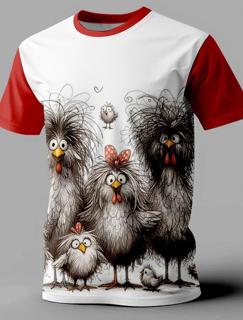 Tier Lustig Retro Lässig Herren Bedrucktes T-Shirt Street Casual Bar T-Shirt Kurzärmelig Rundhals Frühling Und Sommer Kleidung