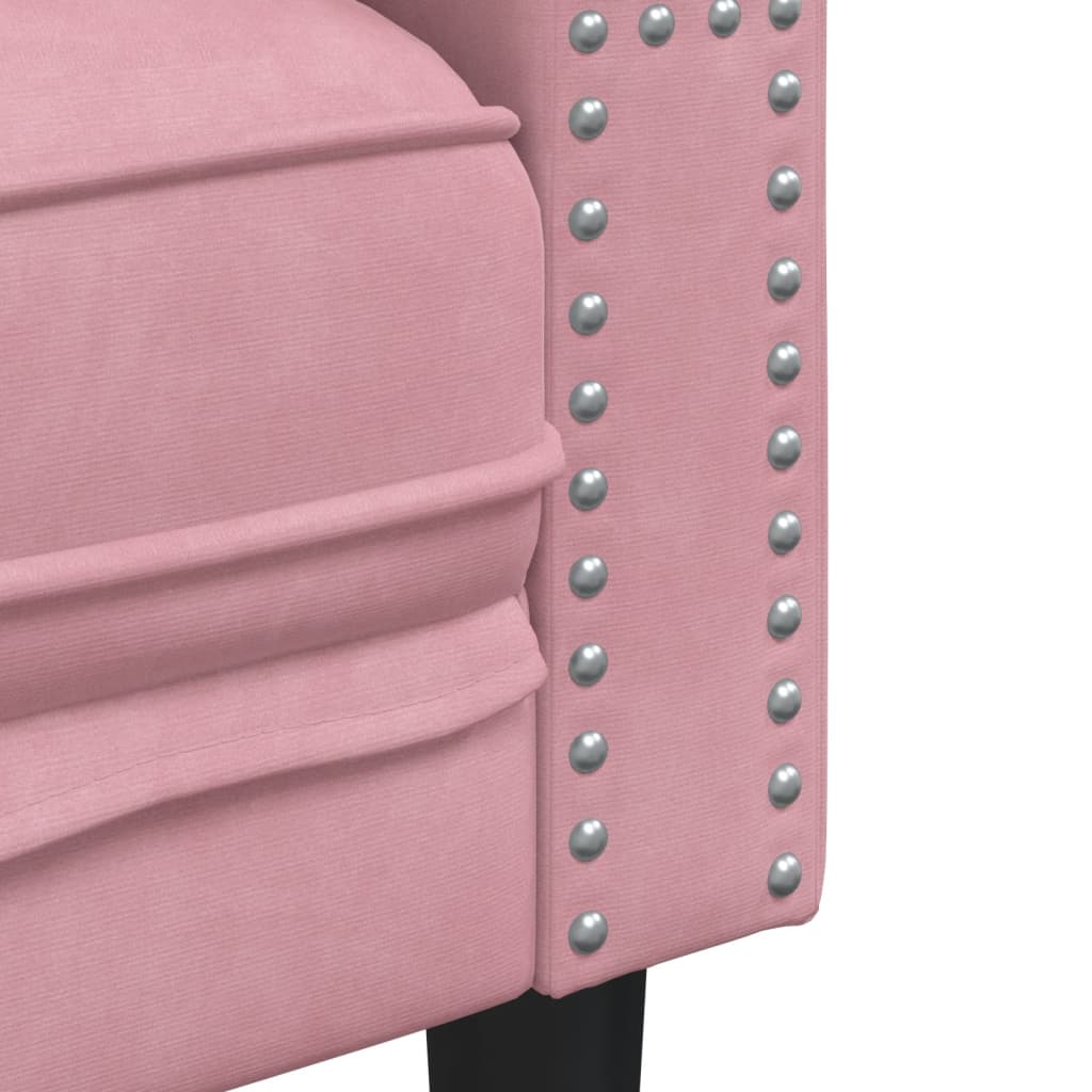 Vidaxl Chesterfield Sofa with Rollers, Three-Seater, Pink, Velvet