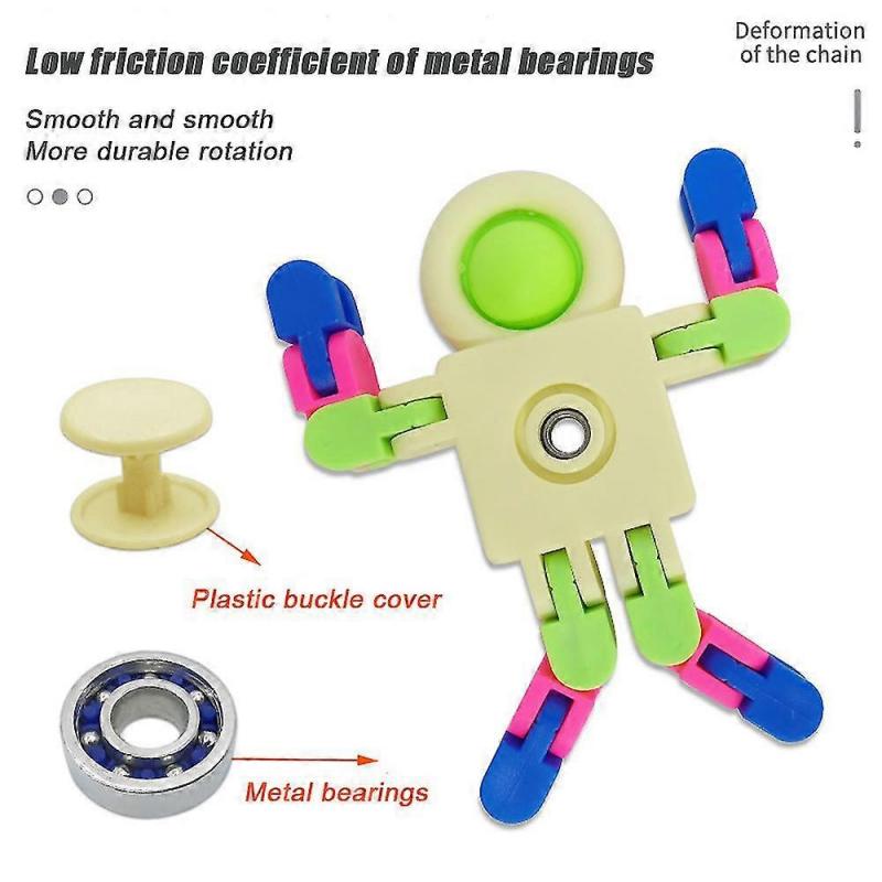 8pcs Pop Spinners, Sensory Fidget Toys Deformable Diy Chain Finger Spinners Stress Relief Birthday Gifts For Kids Adults