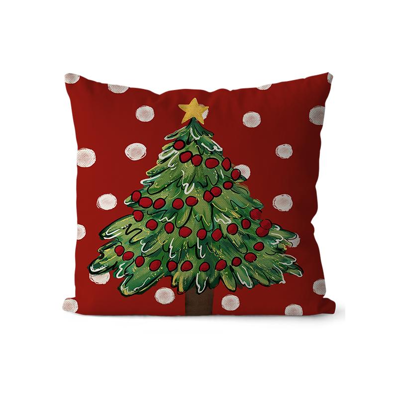 Christmas pattern square polyester pillowcase, sofa living room decorative cushion cover, bedroom bedside pillow cover