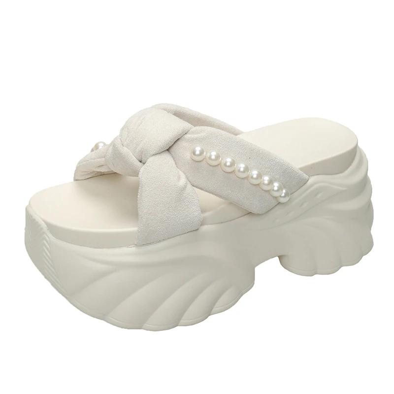 9CM NEW Heels Wedge Slides Sandals Women Casual Outdoor Slippers Female Summer Non Slip Beach Slipper Walking Chunky Shoes Woman