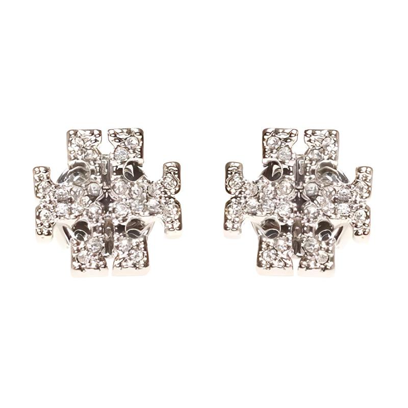 TORY BURCH Tang Liboqi versatile classic logo silver diamond earrings for women 53423-042-Silver F