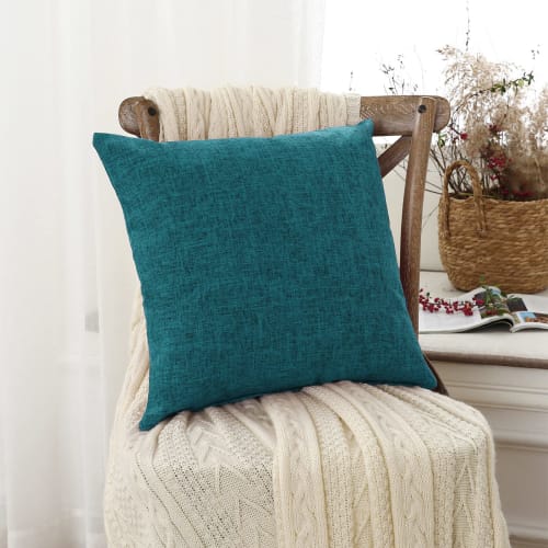 Silky Bunny Cushion Covers, 50x50cm, Nordic Style, Linen Texture, Sofa Back Covers, Solid Color, Hidden Zipper, Decorative Pillow Covers, Light Blue,