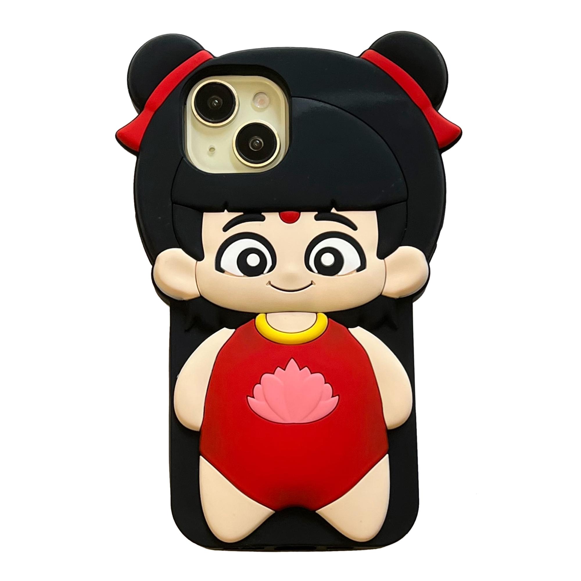 

For iPhone 15 Silicone Case Cute Nezha Baby Design Shockproof Phone Back Cover A