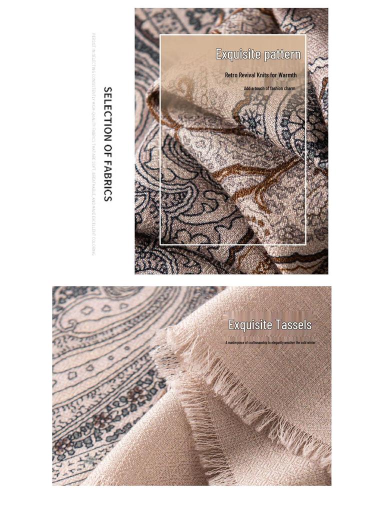 Autumn Paisley Diamond Print Double-Sided Vintage Women's Neck Scarf