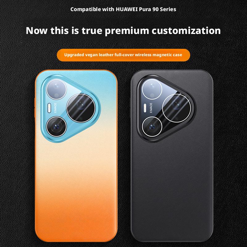 Light Luxury Vegetable-Tanned Leather Soft Case For Huawei Pura 90 Pro Max and Pura 90 Pro Magnetic Full Lens Protection Cover