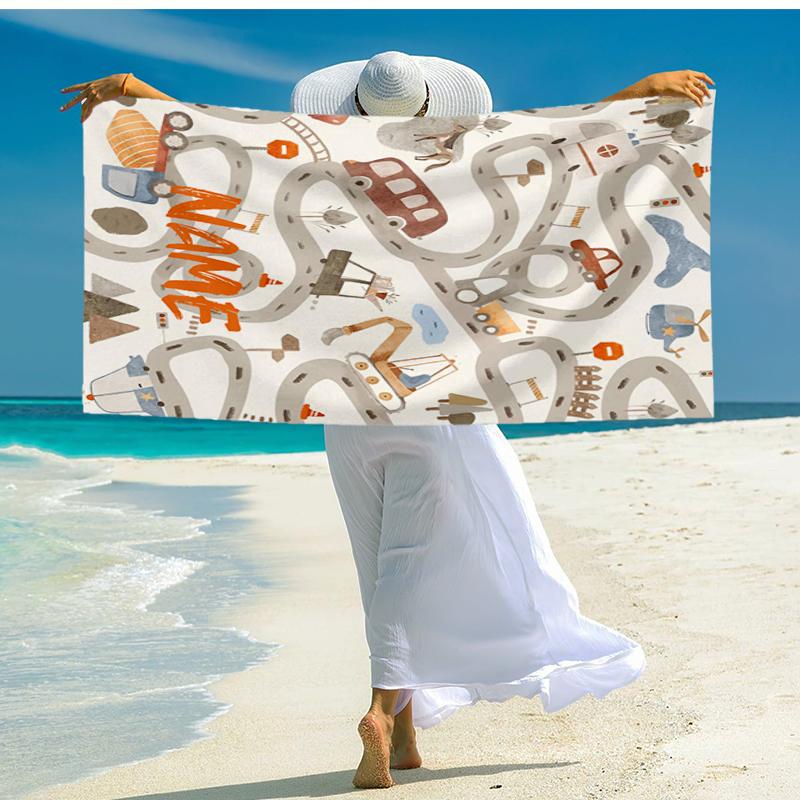 Individuelles ultraweiches Strandtuch mit Bagger-Thema, ideal für Pool - Camping, Tauchen - Perfekter Reisebegleiter, Lebendiges Strandtuch.