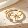 Luxury Star & Moon Open Sterling Silver Ring - Versatile High-End Fashion