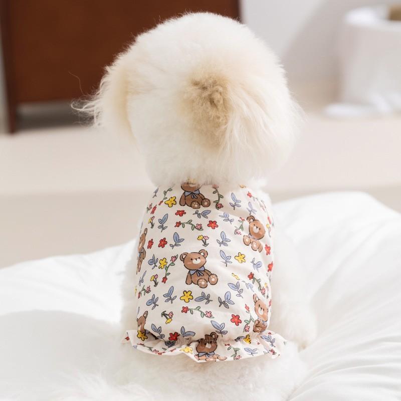Puppy Dog Shirt Strap Skirt Set Teddy Pomeranian Small and Medium Dogs Universal Princess Style Dress Pet Clothes
