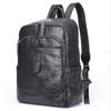 Black Leather Men Backpack Genuine Leather Travel Bag Casual Daypack Fashion Leather School Bags Large Laptop Bag Soft Skin 14"