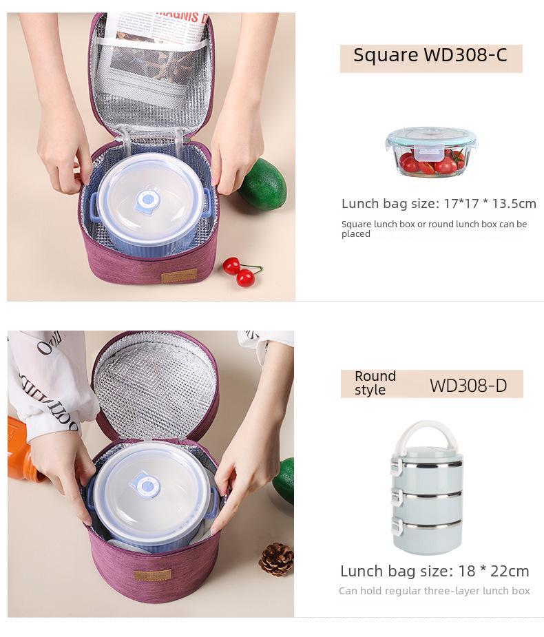 Thickened Insulated Round Lunch Bag - Portable, Large Capacity for Students and Outdoor Use