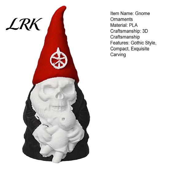 Spooky Outdoor Yard Decorations Gothic Skull Gnome Statue, 3D Printed Faceless Garden Figurine, Unique Home Accessories Halloween Skeleton Ornament