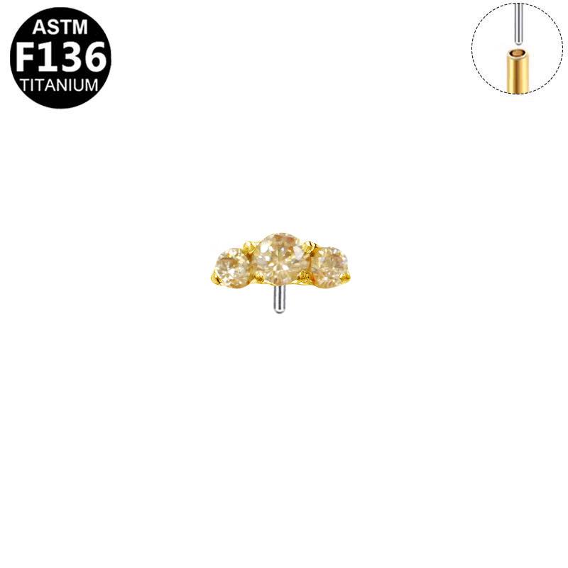 G23 Titanium Alloy Fashionable Medical Grade Piercing Jewelry with Simple Round Zircon Head