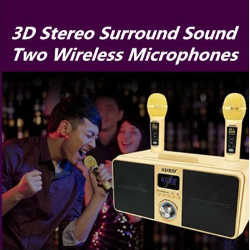 SD-309 3D Portable Household Karaoke System Wireless Bluetooth Dual Microphone Stereo Speaker