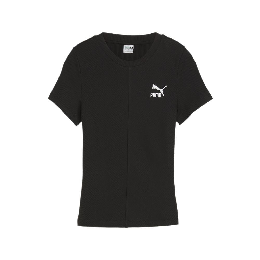 Puma Classics Fashion Soft Versatile Comfortable Solid Color Short Sleeve Regular T-Shirt Women Tops Black 626629-01