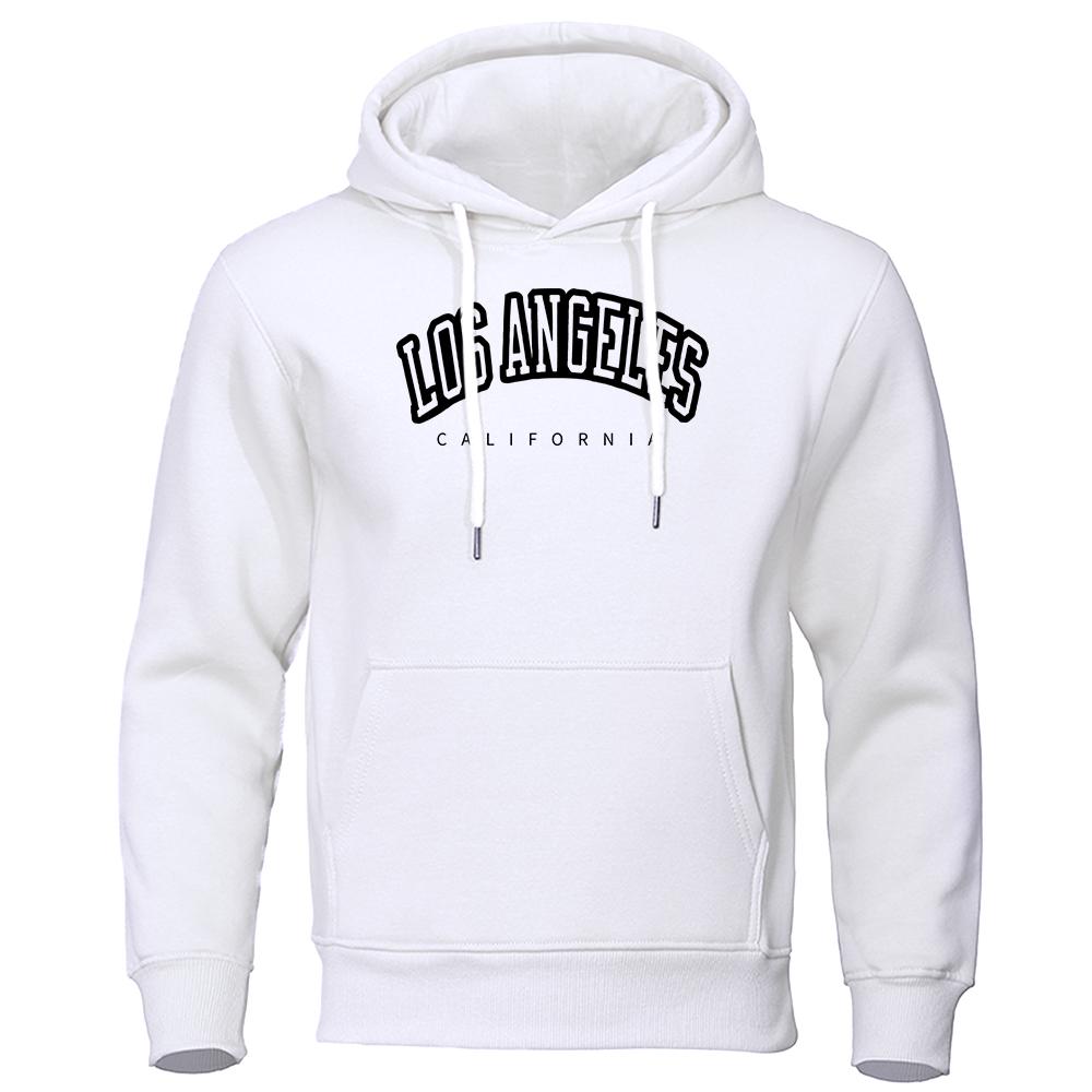 Los Angeles California Black Printed Men'S Sweatshirt Hipster Warm Hooded Hip Hop Crewneck Hoodies Autumn Loose Clothing Womens