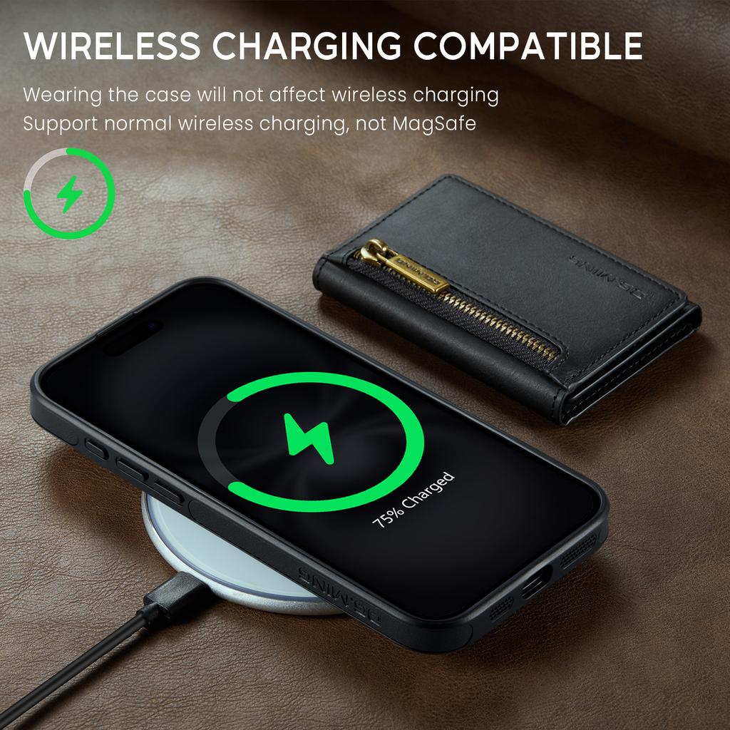 DG.MING M5 Series For iPhone 16 Case Detachable Magnetic Leather Phone Cover with Card Slots