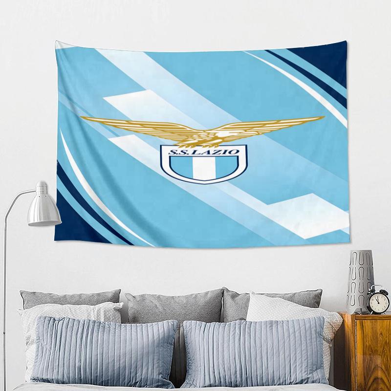 Lazio Football Crest Printed Tapestry, Fabric Tapestry Wall Hanging Decoration for Bedroom, Living Room, Dorm Room Home Party Fan Gifts