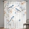 2 Stück Wunderschöne blaue Vorhänge mit Blumenmuster   Polyesterstoff   Maschinenwaschbar   Geeignet für Wohn- und Schlafzimmer