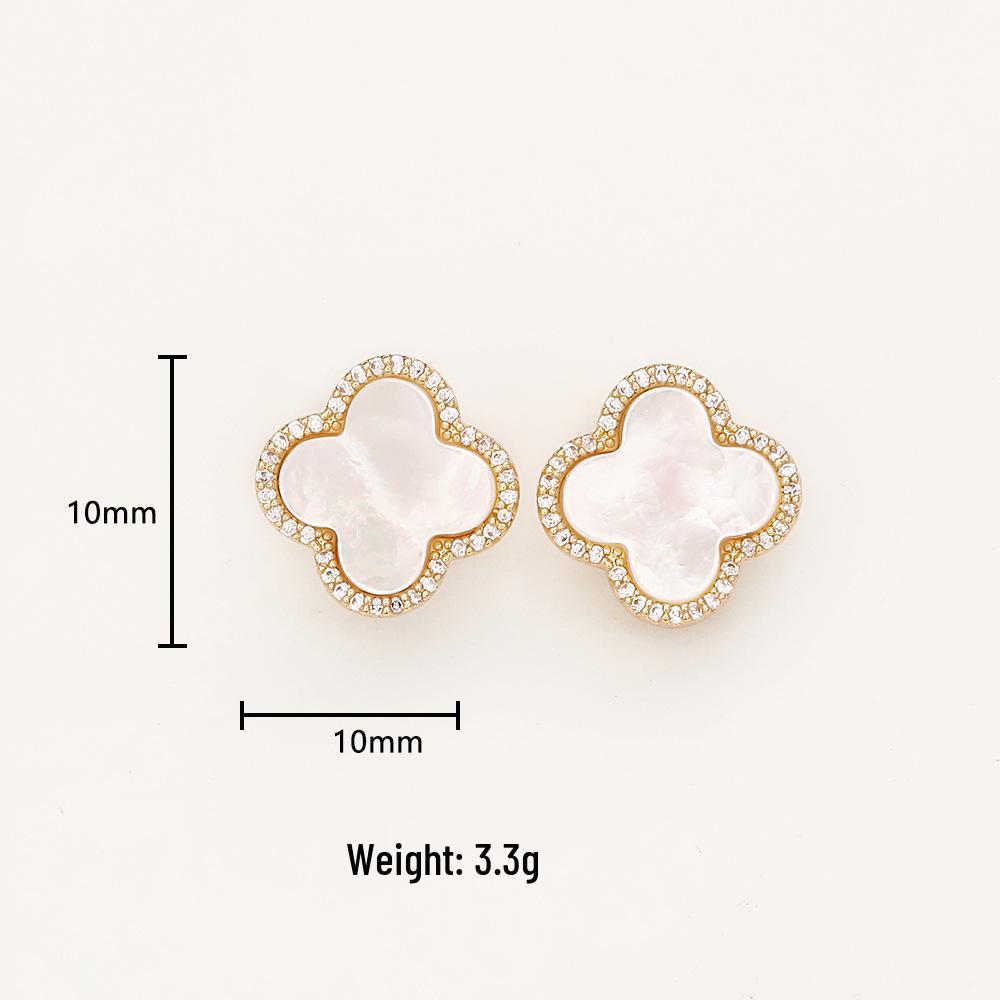 Bestseller-Ohrringe Kleeblatt mit Perlmutt & Zirkonia - Eleganter Luxus Modeschmuck