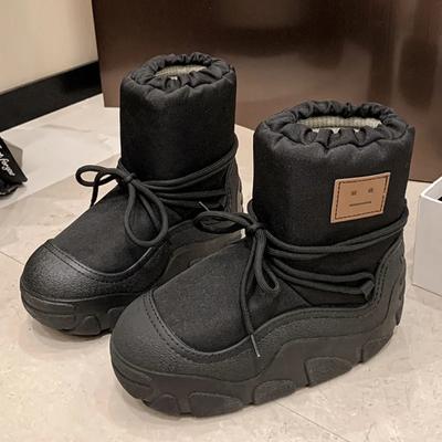 מגפי שלג קרסול פלטפורמה שטוחה נשים נעלי כותנה סניקרס קז'ואל צ'לסי חורף 2024 טרנד מעצב שרוכים ספורט בוטס נשים