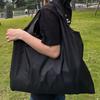 1pc Large Capacity Durable Oxford Cloth Shopping Bag Foldable Black Rectangular Tote Groceries Camping Picnic Outdoor Enthusiast