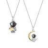 S925 Sterling Silver Astronaut & Star Moon Pendant Necklace - Trendy Japanese Korean Style for Women