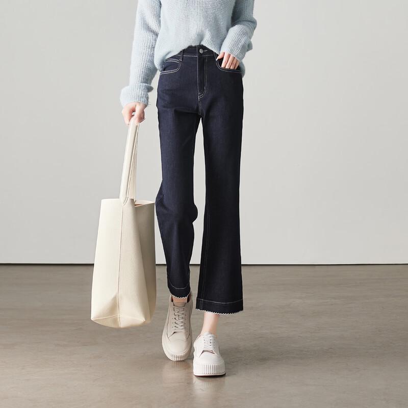 SOFSIL 2026 Spring High-Waist Lace Trim Flared Denim Jeans for Women XL