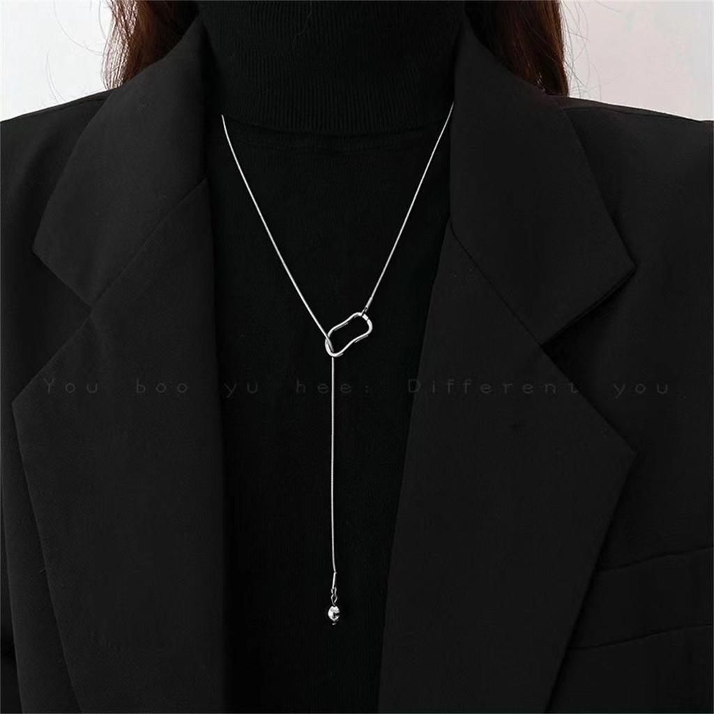 Niche cold design round bead sweater necklace women's new autumn and winter high-end geometric necklace sweater chain accessories