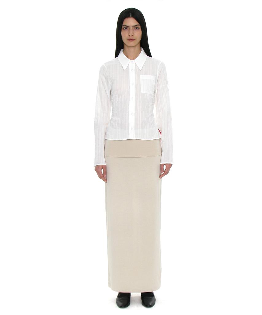 Partimento Woman Pwc Folding Waist Jersey Maxi Skirt_Ivory