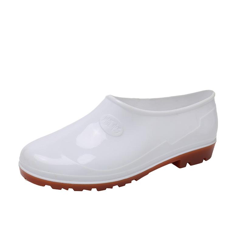 Water shoes food hygiene white yellow low-top rain shoes, waterproof and non-slip breeding farm shallow mouth beef tendon sole rubber shoes men's