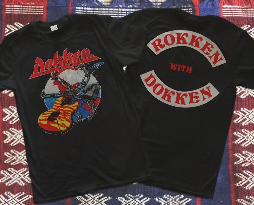Dokken Band Shirt Dokken Band Tour Cotton Black Unisex T-shirt  American Oversized Short-sleeved Men Women  Street Hip-hop Top