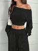 Women's Slim Fit One-Shoulder Crop Top and Casual Pants Set