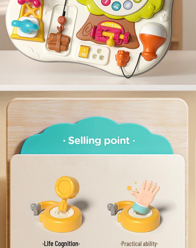 Guyu Montessori Busy Board: Educational Toy for Babies and Toddlers (1-3 Years) - Intellectual Ball Lock Opening Activity