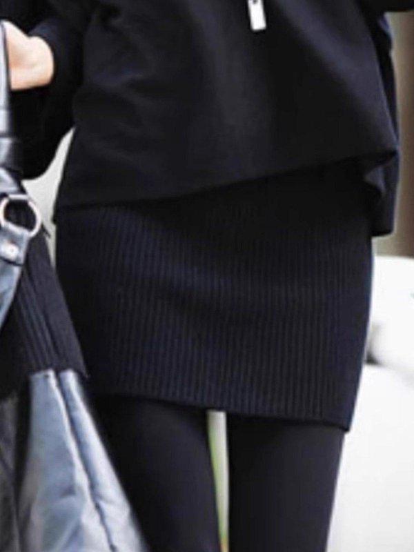 2025 New Style Women's Black High-Waisted Knit Bodycon Midi Skirt - Slim, A-Line, Spicy Girl Autumn/Winter
