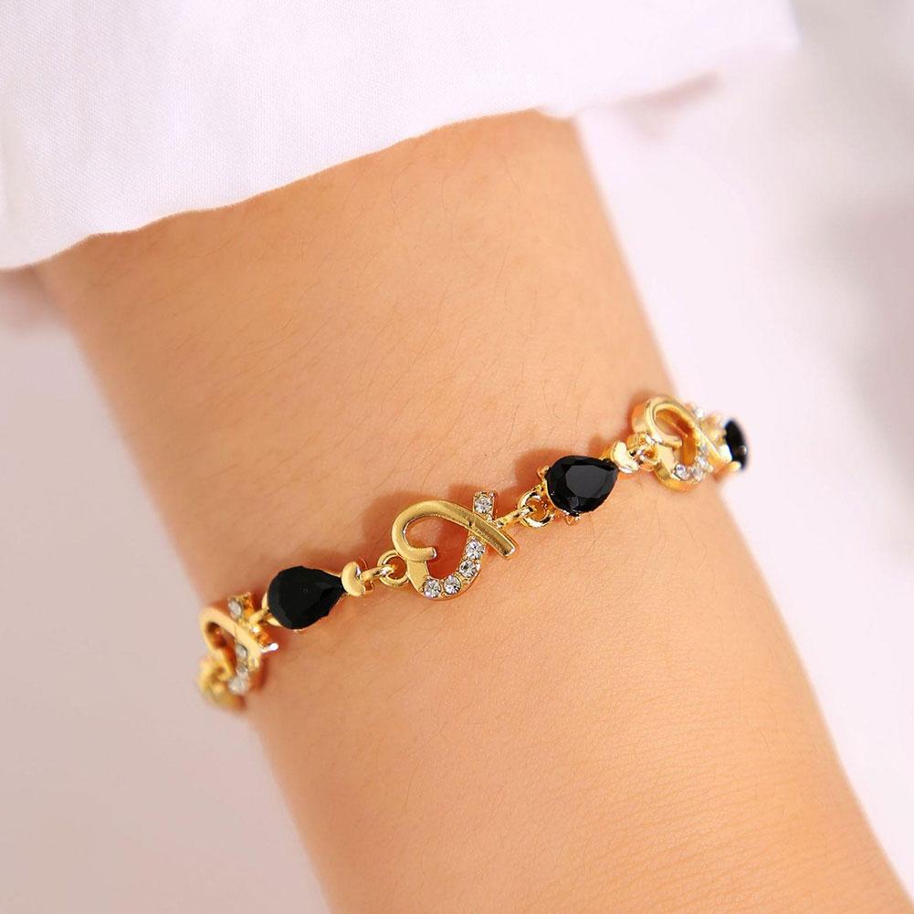 Heart Shaped Crystal Bracelet Female Blue Red Zircon Rhinestone Bracelet Women Jewelry Accessories