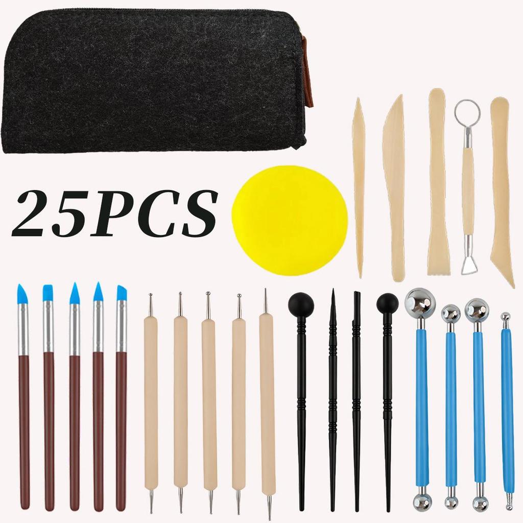 Wooden Pottery & Polymer Clay Sculpting Knife Set - DIY Pottery Tools