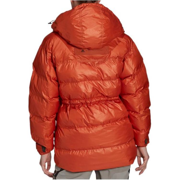 Adidas Solid Color Logo Pocket Zipper Hooded Cotton Jacket Women Jackets Red GU1601