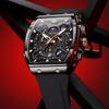 OLEVS Men's Quartz Sports Watch Black Silica Gel Band Waterproof Chronograph Black Dial Silicone