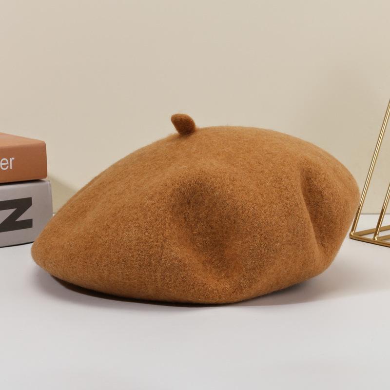 Beret Wool Knit Autumn Winter Vintage Womens Casual Outing Warm Comfortable