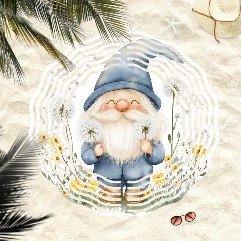 Metall-Windspiel mit drehendem Blumen-Gnom-Design für Außengarten-Hofdeko Keine Batterie erforderlich Weihnachts-Erntedank-Geschenk