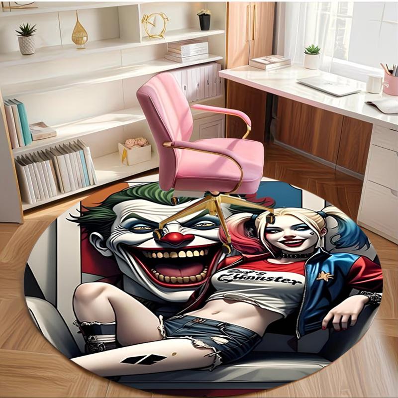 Harley Quinn Joker Print Round Rug, Washable Floor Carpet, For Entryway Dorm Laundry Room Office Study, Home Decor Birthday Christmas Gift