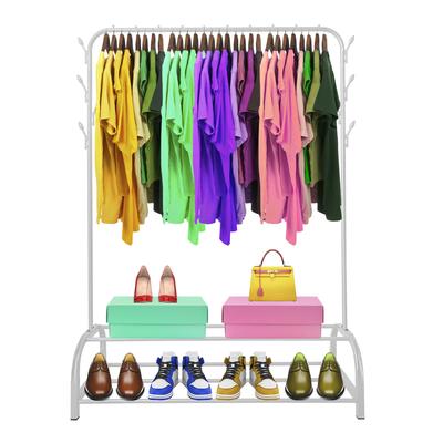 Stojan na oblečení Burro Premium Rack 2 Stand Home 158x110x39cm, 1 tyč na zavěšení 8 bočních háčků 2 spodní police