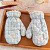 Japanese and Korean Cartoon Gloves, Autumn and Winter Fleece-Lined, Cute Chacha Bear Full-Finger Neck-Hanging Thickened Windproof Warm Casual Plush