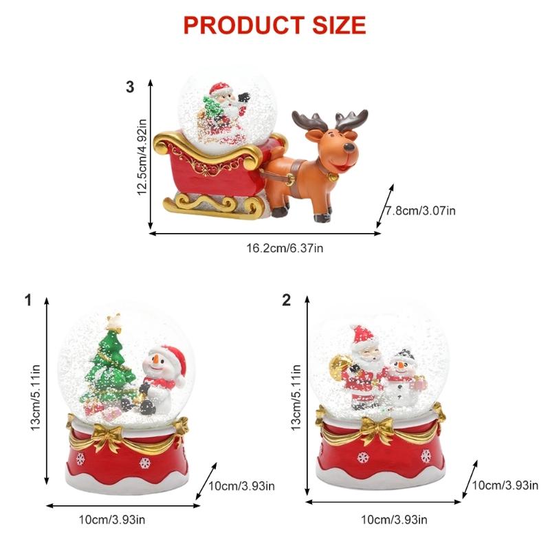 Rotating Crystal Sphere With Warm White LED Lights Resin Construction Snow Globes Battery Powered Home Decoration